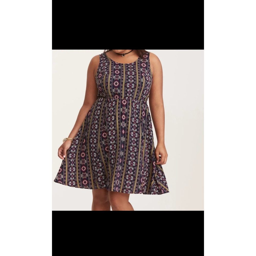 Torrid Geo Print Tank Dress Challis Size 00 Open Bow Back